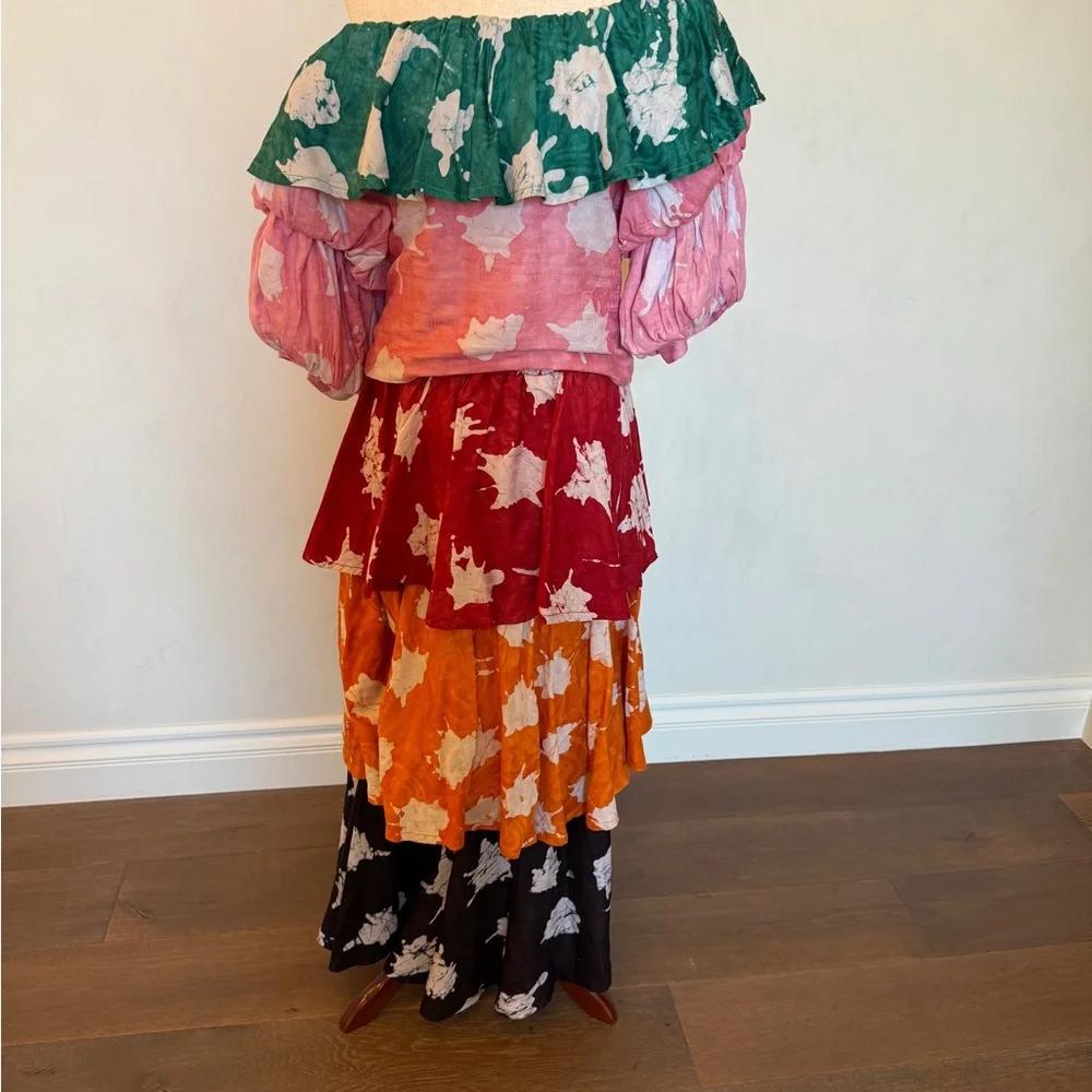 Colorful Off-Shoulder Ruffle Dress - Picture 2 of 6